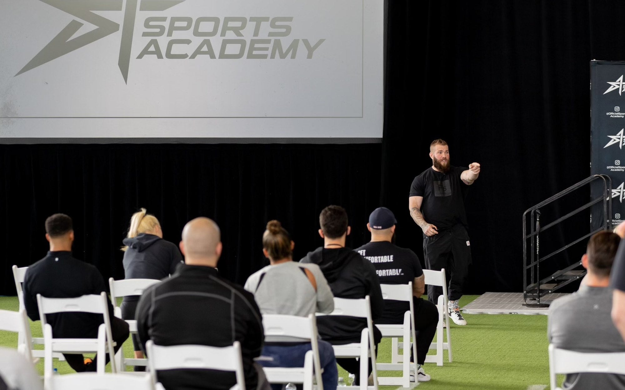 Presenting to a seated room on the field